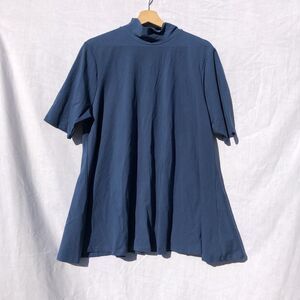 Chico's Size 3 Touch of Cool Mock Tunic Top Deep Indigo Cotton Blend NWT